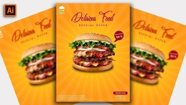 'Restaurant Flyer Design | Illustrator Tutorial | Food Flyer | MAK Visuals'