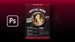 'How to Make Simple Food Flyer | Food Restaurant | Adobe Photoshop Tutorial'