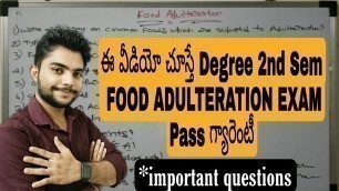 'Food Adulteration Degree 2nd semester Important Questions, How to Pass Food Adulteration exam,'