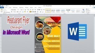 'Restaurant Food Flyer Design In Microsoft Word | MS Word Tutorial | Flyer Design'