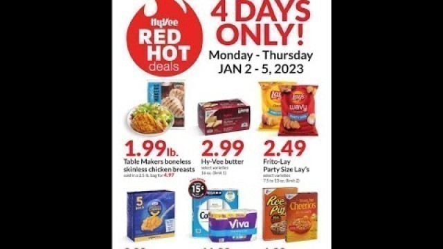 'Hy-Vee Red Hot 4-Day Sale Ad Flyer 01.02.2023-01.05.2023 Stock-up Prep Food Groceries Deals'
