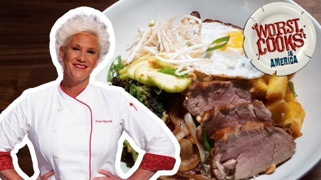 'Anne Burrell\'s Marinated Pork Tenderloin Rice Bowl | Worst Cooks in America | Food Network'