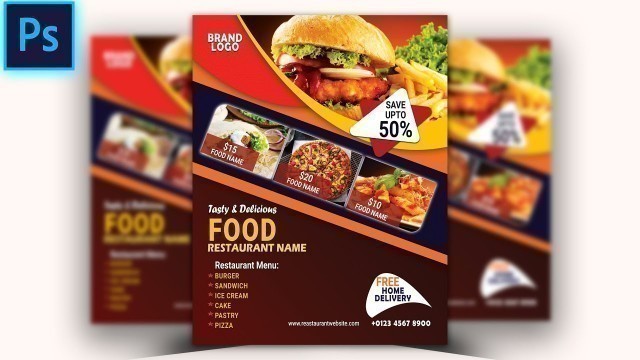 'Food Flyer Design | Restaurant Flyer Design | How To Design Food Flyer | Adobe Photoshop Tutorial'