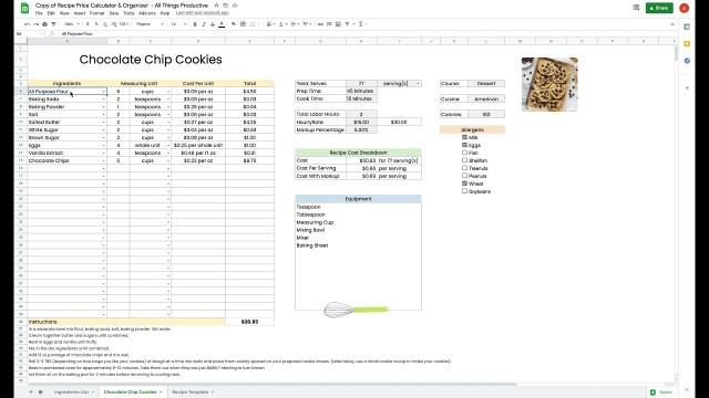 'Bakery/Recipe Cost Calculator'