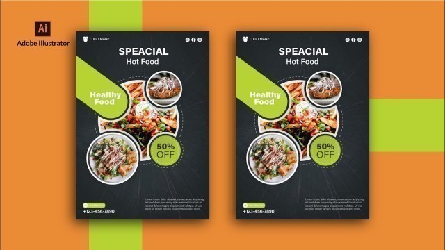'How To make Food Flyer design | Restaurant Flyer Design in Adobe Illustrator Tutorial #flyer'