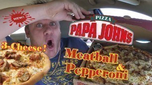 'Papa John\'s ⭐EXTRA LARGE MEATBALL & PEPPERONI PIZZA⭐ Food Review!!!'