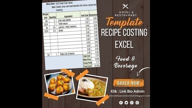 'Template Cost Food Recipe Format Excel'