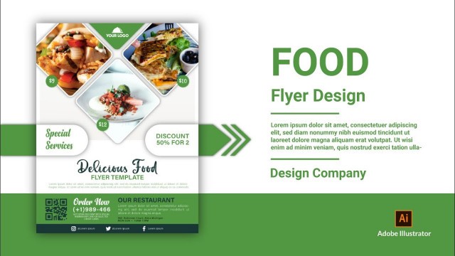 'Flyer Design Illustrator | Restaurant Flyer Design | Food Flyer Design in adobe Illustrator Tutorial'
