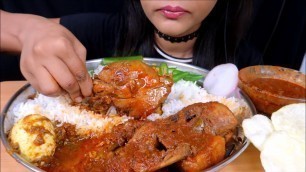 '*Massive eating*Spicy chicken curry with basmathi rice (Red chicken curry)Indian food'