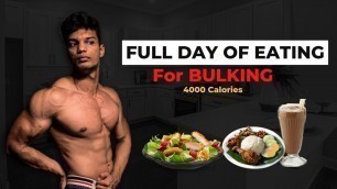 'FULL DAY OF EATING IN HINDI || INDIAN BULKING DIET || 4000+ CALORIES || TRAINING AT A HOME GYM'