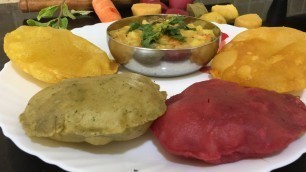 'Multi-Color Poori with Natural Food Colors | Kids Recipes'