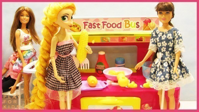 'Play with Barbie Doll & Fast food bus - Toys For Kids'