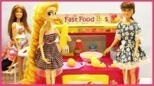 'Play with Barbie Doll & Fast food bus - Toys For Kids'