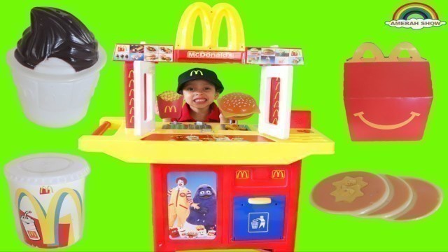 'Amerah Pretend Play working at Mc Donalds Fast Food  Toys'