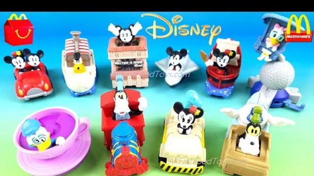 'McDONALD\'S WALT DISNEY WORLD 50TH ANNIVERSARY HAPPY MEAL TOYS MAY JUNE 2022 GOLD FULL SET DISPLAY'