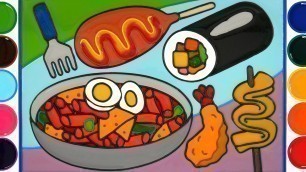 'K-Food, Tteokbokki Jelly Painting & Coloring | Menggambar Dan Mewarnai udang goreng'