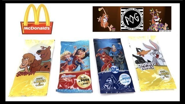 'POGS Mcdonald\'s toy 2019 Fast food toys unboxing HAPPY MEAL POG DC LOONEY TUNES'