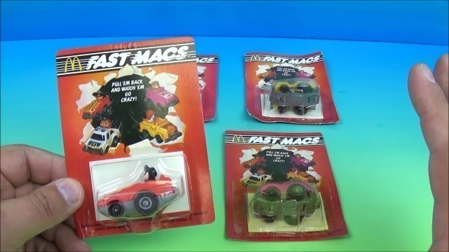 '1985 FAST MACS SET OF 4 McDONALDS HAPPY MEAL KIDS TOYS VIDEO REVIEW'