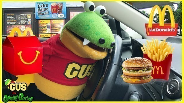 'McDonald\'s Drive Thru! Gus the Gummy Gator gets Happy Meal Toys'