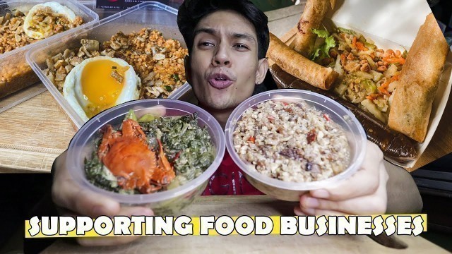 'Eating small food businesses near in my city | Kimchi Fried Rice, Lumpia, Sisig, Laeng, Milktea'