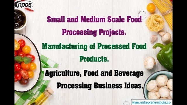 'Small and Medium Scale Food Processing Projects. Manufacturing of Processed Food Products.'
