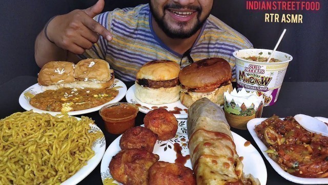 'Eating *Pav Bhaji, Tandoori Momos, Veg Burgers, Maggi Noodles, Paneer Roll, Veg Kothe, Cup Noodles !'