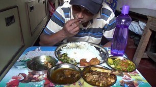 'Mutton Leg Curry - Fish Fry - Peas Potato - Vegetable with Rice | Eating Show Of Indian Food'