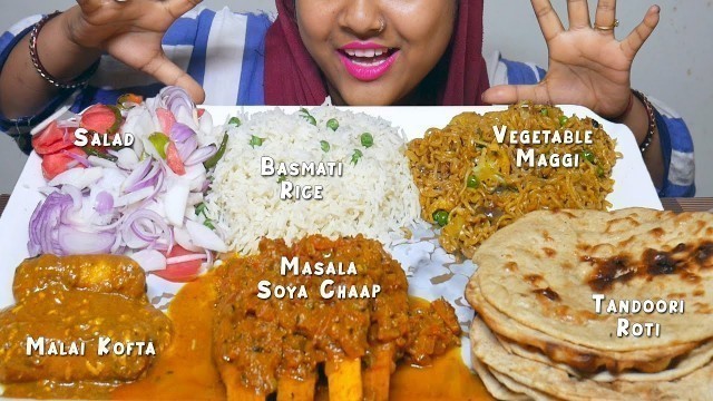 'Messy Eating Indian Food | Malai Kofta, Soya Masala Chaap, Tandoori Roti, Rice Eating Mukbang | ASMR'