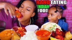 'INDIAN FOOD MUKBANG *HAND EATING* (BUTTER CHICKEN GARLIC NAAN SAMOSA RICE) 먹방 | QUEEN BEAST FT LAYLA'