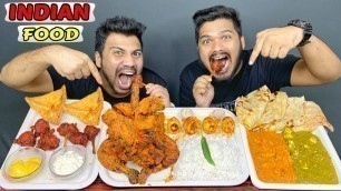 'ASMR MUKBANG INDIAN FOOD | EATING BUTTER CHICKEN NAAN, FULL CHICKEN, CHICKEN LOLLIPOP, SAMOSA, EGGS'