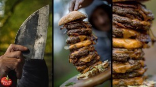 '5000 CALORIES BURGER! - BUSHCRAFT FOODPORN'