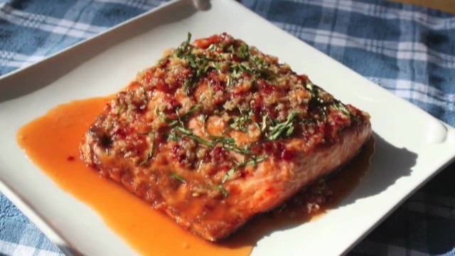 'Food Wishes Recipes - Garlic Ginger Salmon Recipe - Grilled Salmon with Garlic, Ginger and Basil Sauce'