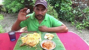'Eating Delicious Chicken Biryani with Spicy Chicken Chap & Salad - Eating Show with Sound'