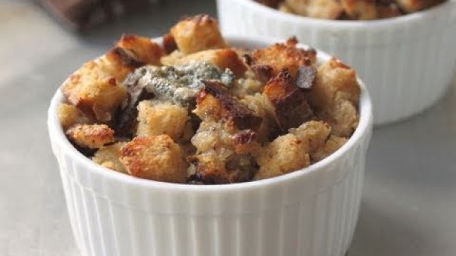 'Food Wishes Recipes - Savory Gorgonzola Bread Pudding Recipe - Gorgonzola Bread Side Dish Recipe'