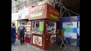 'Egyptian Street Food at the Smallest Falafel Wrap shop in the world, Camden Stables Market, London'