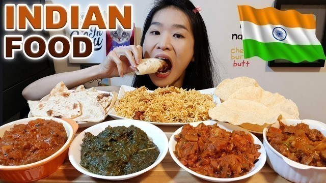 'EATING INDIAN FOOD! Mutton Vindaloo, Chicken Karahi, Naan, Chicken Biryani & Curry - Mukbang w Asmr'