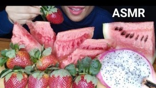 'ASMR:EATING RED FRUITS, STRAWBERRY, WATERMELON,DRAGON (REAL EATING SOUND) *FOOD VIDEOS* EATING SHOW'