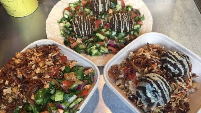 'BEST FALAFEL - KOSHARI - CRISPY ONIONS - EGYPTIAN STREET FOOD - FRESH SALAD - LONDON STREET FOOD'