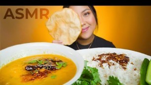 'ASMR DAL TADKA + BASMATI RICE + PAPADUM EATING INDIAN FOOD MUKBANG 먹방 (Whispering) Eating w/ Hands'