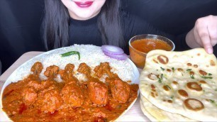 'EATING SPICY BUTTER CHICKEN  RICE AND BUTTER NAAN | BIG BITES MUKBANG | FOOD EATING VIDEOS'