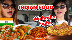 'EATING INDIAN FOOD (BUTTER CHICKEN, CHICKEN TIKKA MASALA, CHICKEN BIRYANI, CHILI MAC) | Kim&Liz Too'