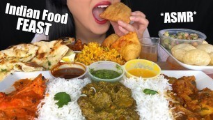 'ASMR INDIAN FOOD FEAST (Eating Sounds) | Biryani Rice Pani Puri Samosa Butter Chicken | ASMR Phan'