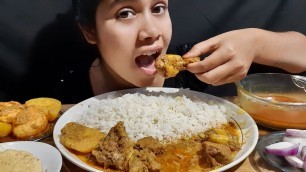 'EATING CHICKEN CURRY+EGG CURRY+RICE।। INDIAN FOOD EATING SHOW। BIG BITES। LOVING EAT।'