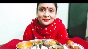 'Eating Show/Eating Indian Special Lunch Thali /Indian Food'