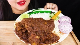'Eating SPICY MUTTON Leg CURRY with RICE|Eating Indian Food (Real Sounds Eating Show)'