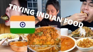 'MUKBANGERS AROUND THE WORLD ✈️ TRYING INDIAN FOOD ❤️PART 1- EXTREME BIG BITES 