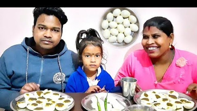 'Eggs boil eating challenge husband wife | eating show | indian food mukbang | family eating show'