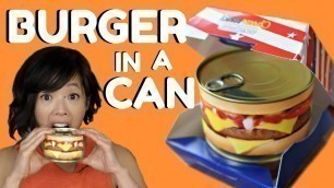 'HAMBURGER in a CAN Taste Test - ready-to-eat cheeseburger & steak house burger'