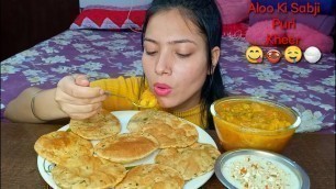 'Real Mukbang: Eating Aloo ki sabji, Puri, Kheer | Indian Food Eating Mukbang | Foodie JD'