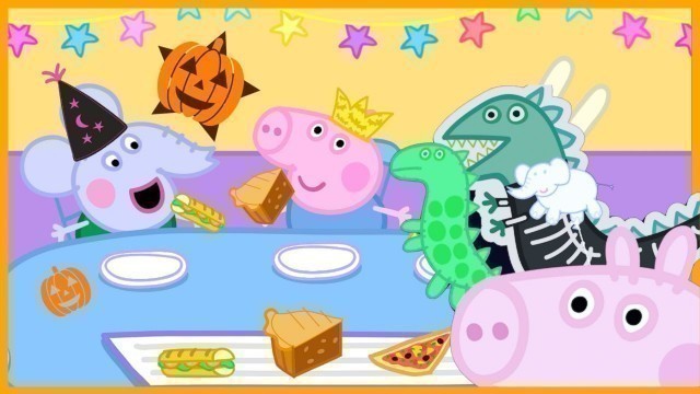 'Peppa Pig Halloween Party with Food and Games Videos for Kids'